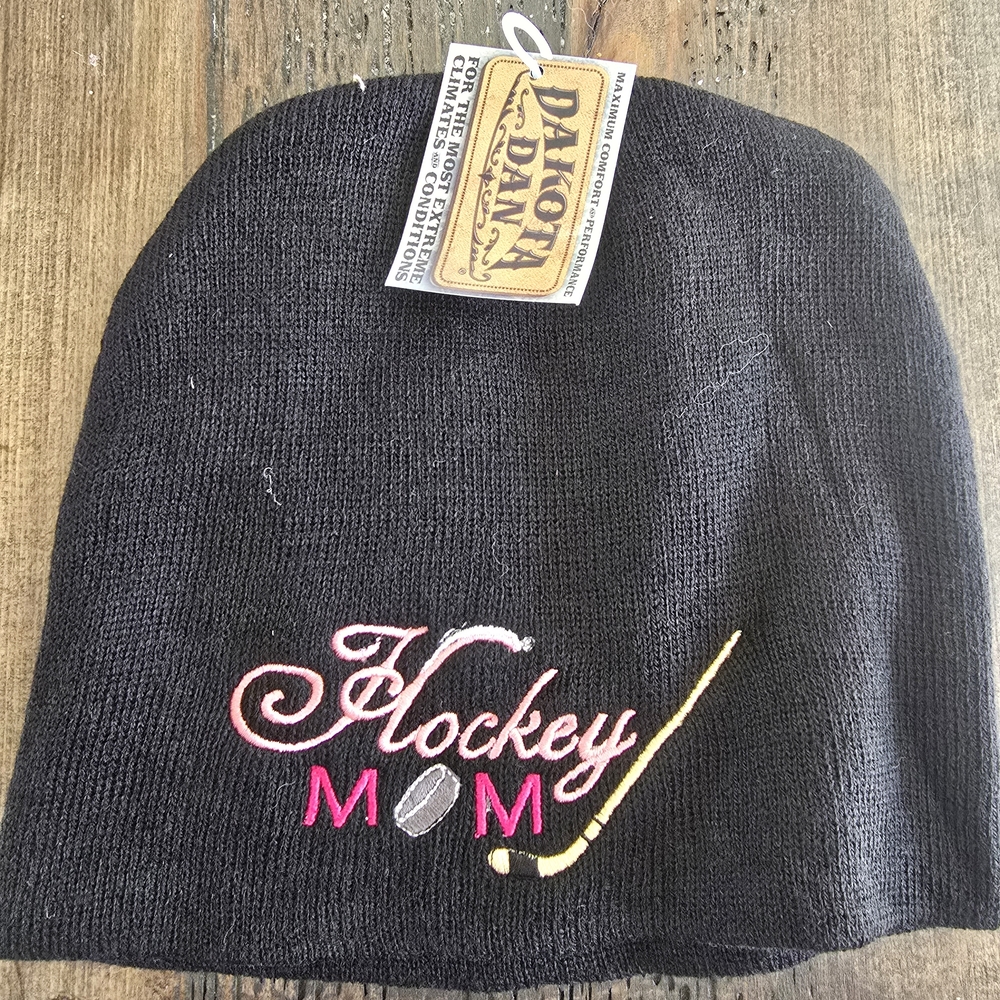 NWT Dakota Dan Hockey Mom Beanie | Black Knit Winter Hat Bulk Discounts